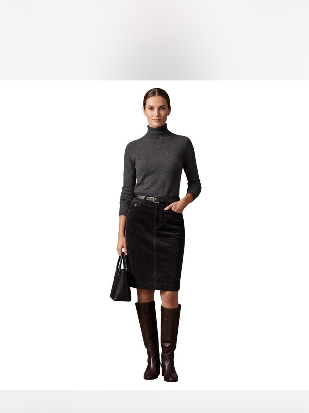 LRL Lauren Jeans Co. sz 4 Black Corduroy Skirt preppy equestrian academia